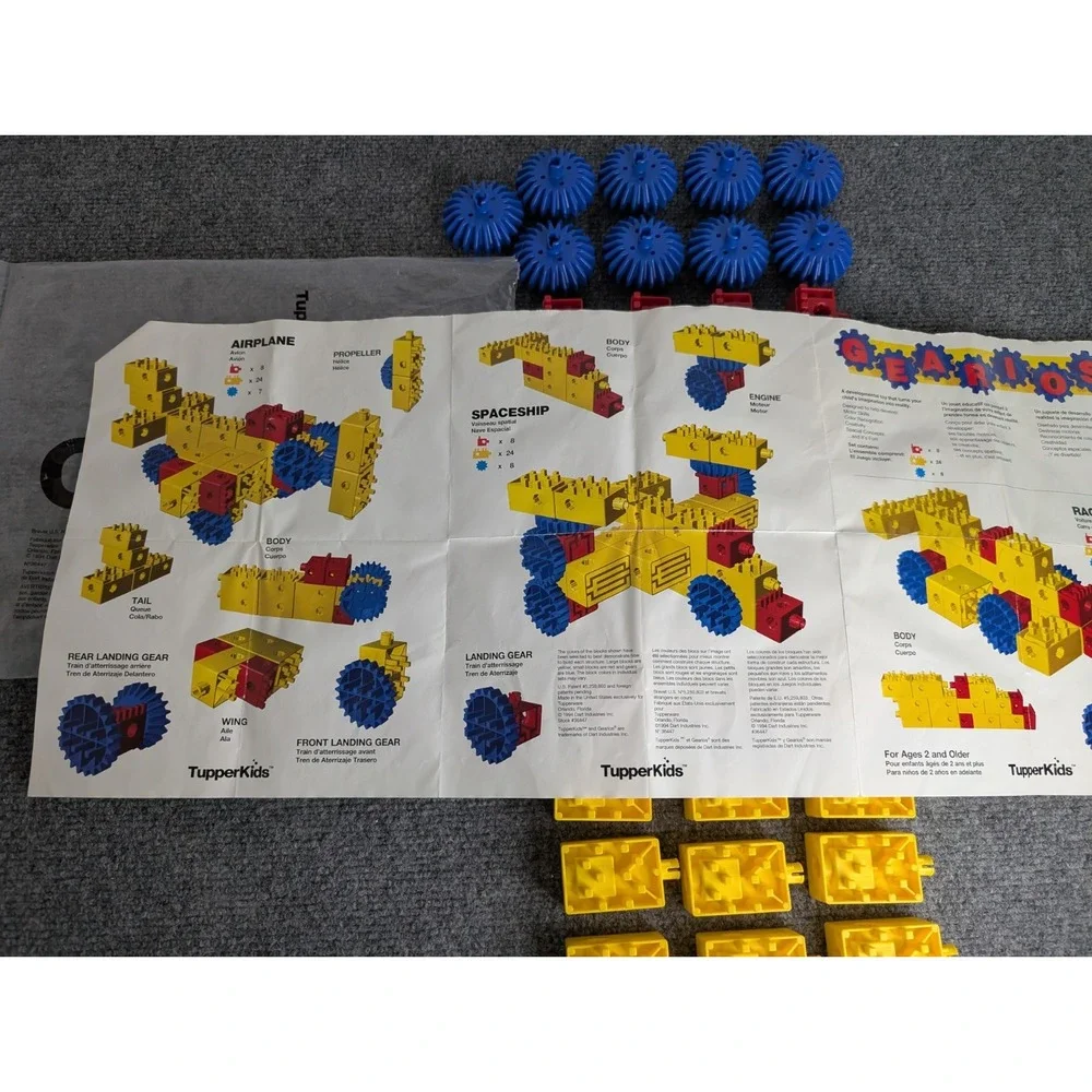 Vintage Lot Of 37 Gearios TupperKids TupperToys Tupperware Primary‎ Colors Build